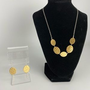 Handmade brass oval and sterling silver necklace with matching earrings